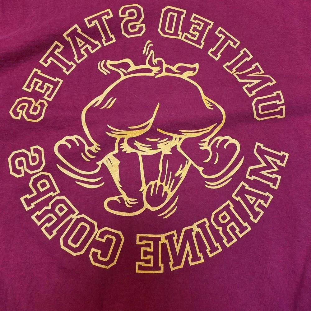 Gildan USMC United States Marine Corps Bulldog Graphic T-Shirt Red Mens 2XL